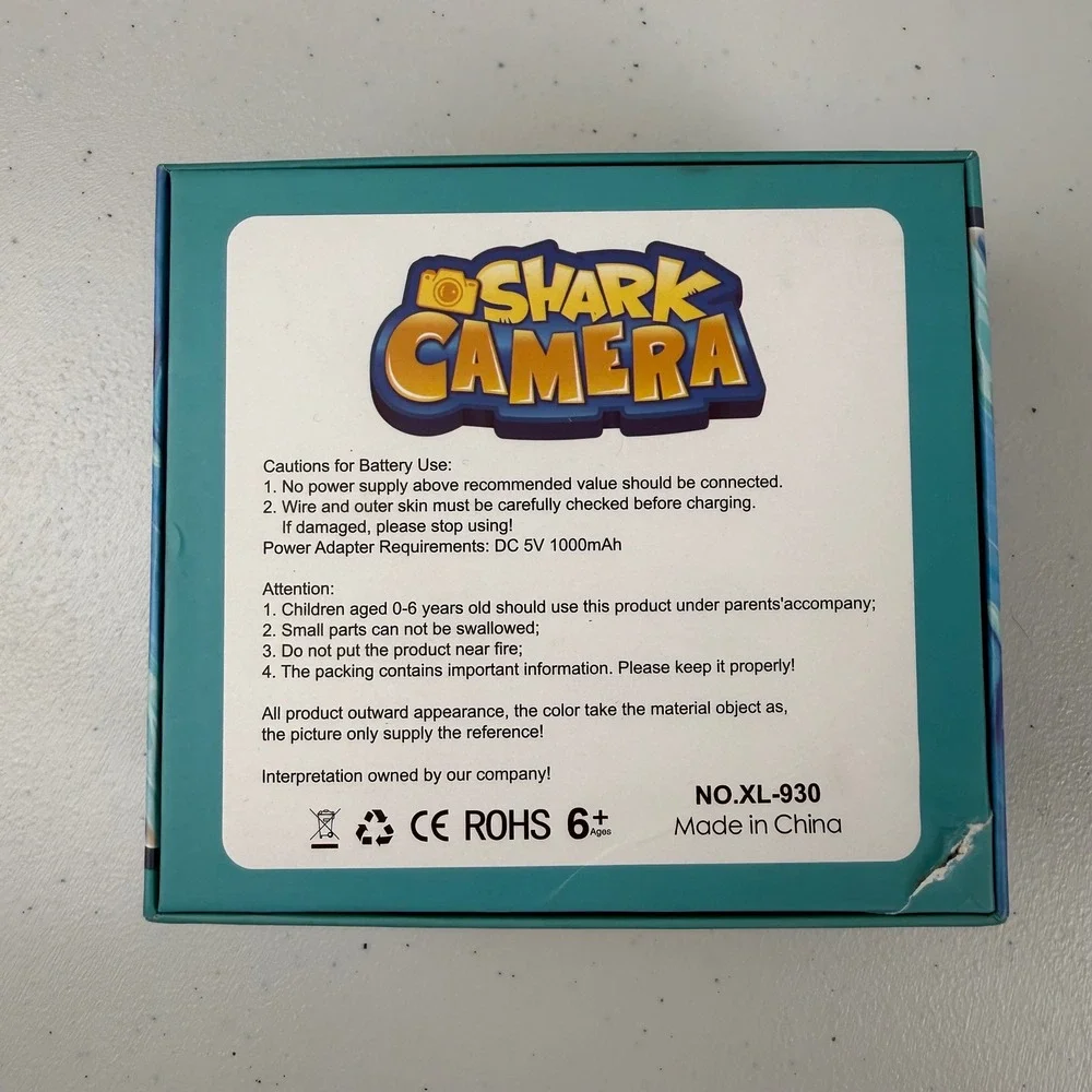 Shark Camera Kids OS Digital Camera Blue Shark Toy XL-930 Ocean‎ Theme Gift New